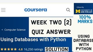 Using database with python week 2 quiz answer of coursera || Single Tabele SQL week 2 quiz answer