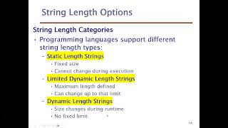 Programming Language Concepts: Data type: Character String Types in Programming Language.
