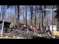 Firefighters hose down remains of two trailers at Eagle Peak Campground in Millcreek Twp. #ldnews