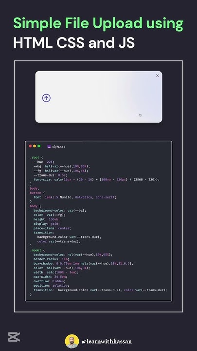 Animated file upload modal using CSS and JavaScript | File Upload in ...