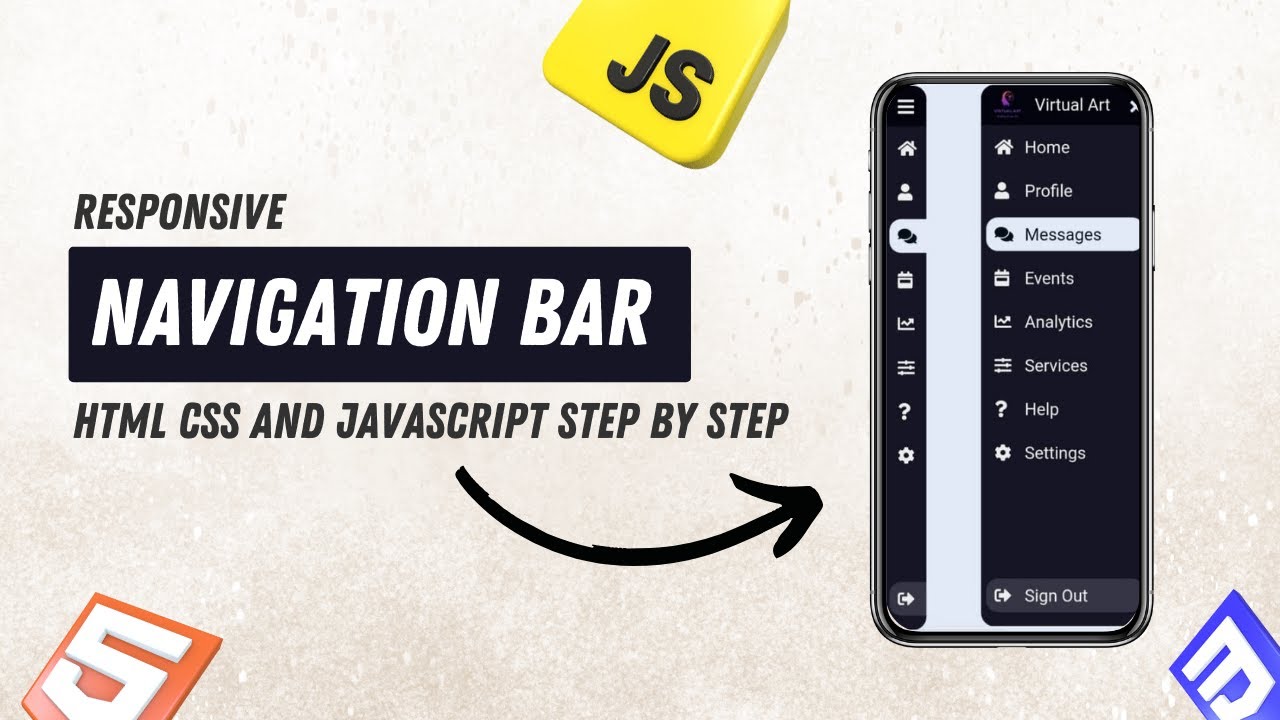 Create Responsive Navigation Bar with HTML, CSS, and JavaScript | Step ...