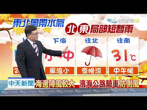 20190926中天新聞　【氣象】微弱東北風影響　早晚天涼騎車保暖