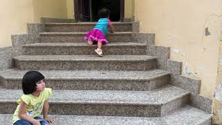 Baby Ezzah Climbing The Stairs For The First Time