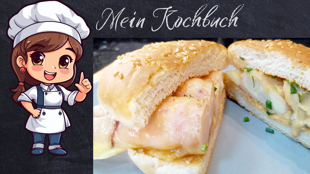 Spargel Burger mit überbackenen Spargel mit Schinken und Käse