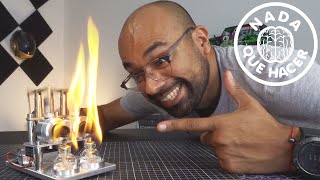 Motor Stirling de 2 Cilindros con Generador: ¡Prueba de Electricidad y Funcionamiento!