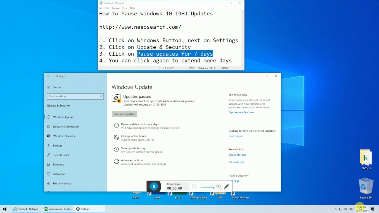 How to Pause Windows 10 19H1 Updates