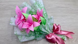 DIY Paper lillies | DIY paper flower bouquet for Mother’s day gift idea