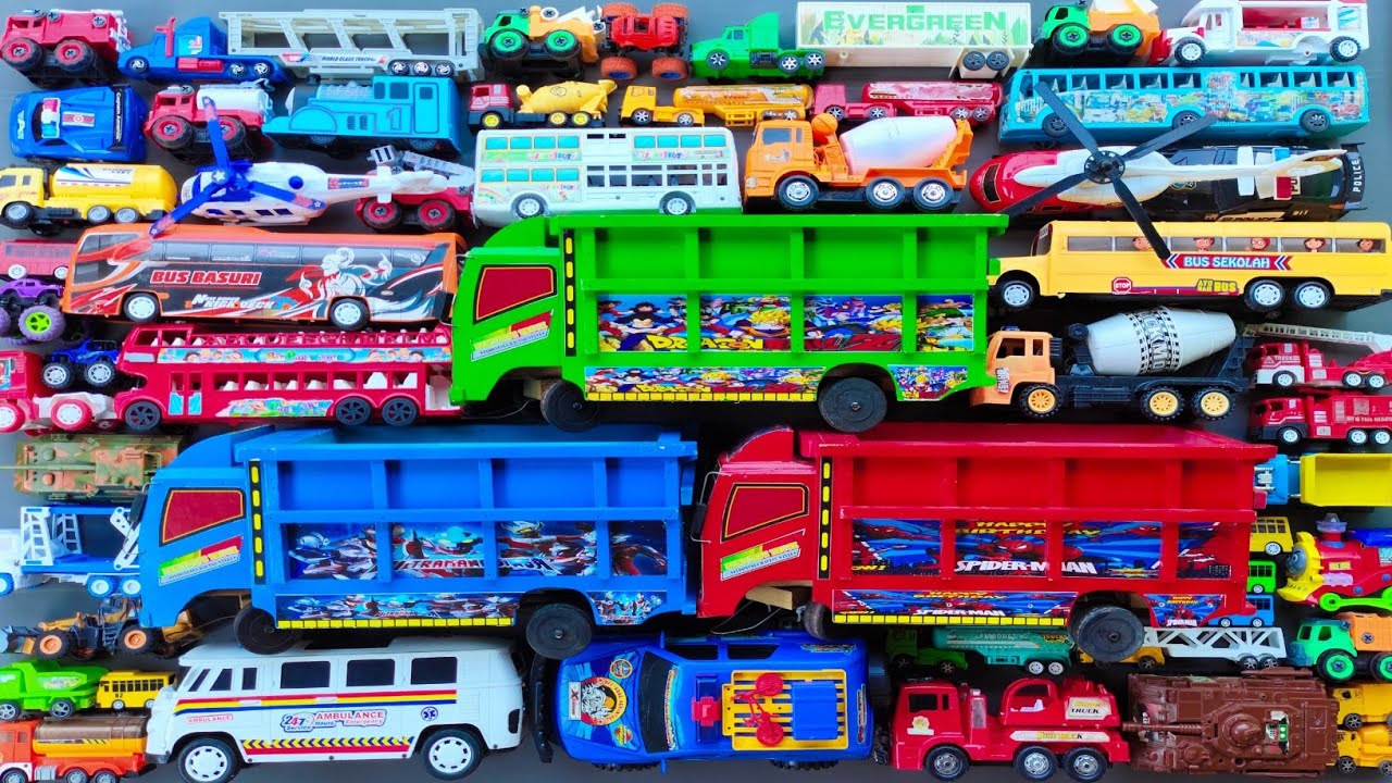 Mobil Mobilan Truk Oleng, Mobil Truk Pasir, Mobil Truk Molen, Mobil Polisi, Mobil Truk Sampah, Tayo