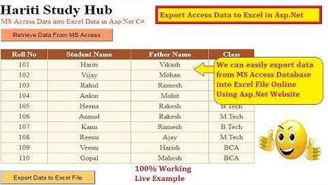 Export MS Access Data into Excel Data Online Using Asp.Net C# Website | Hindi | Free Online Class