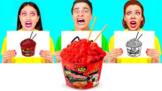 Desafío loco Dibuja y Come | Geniales Creativos Hack Ideas4Fun Challenge