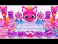 Pink Slime - Pinkfong Mixing All My Makeup Eyeshadow into Clear Slime 🍓 핑크퐁 올 마이 메이크업 아이섀도우 믹스