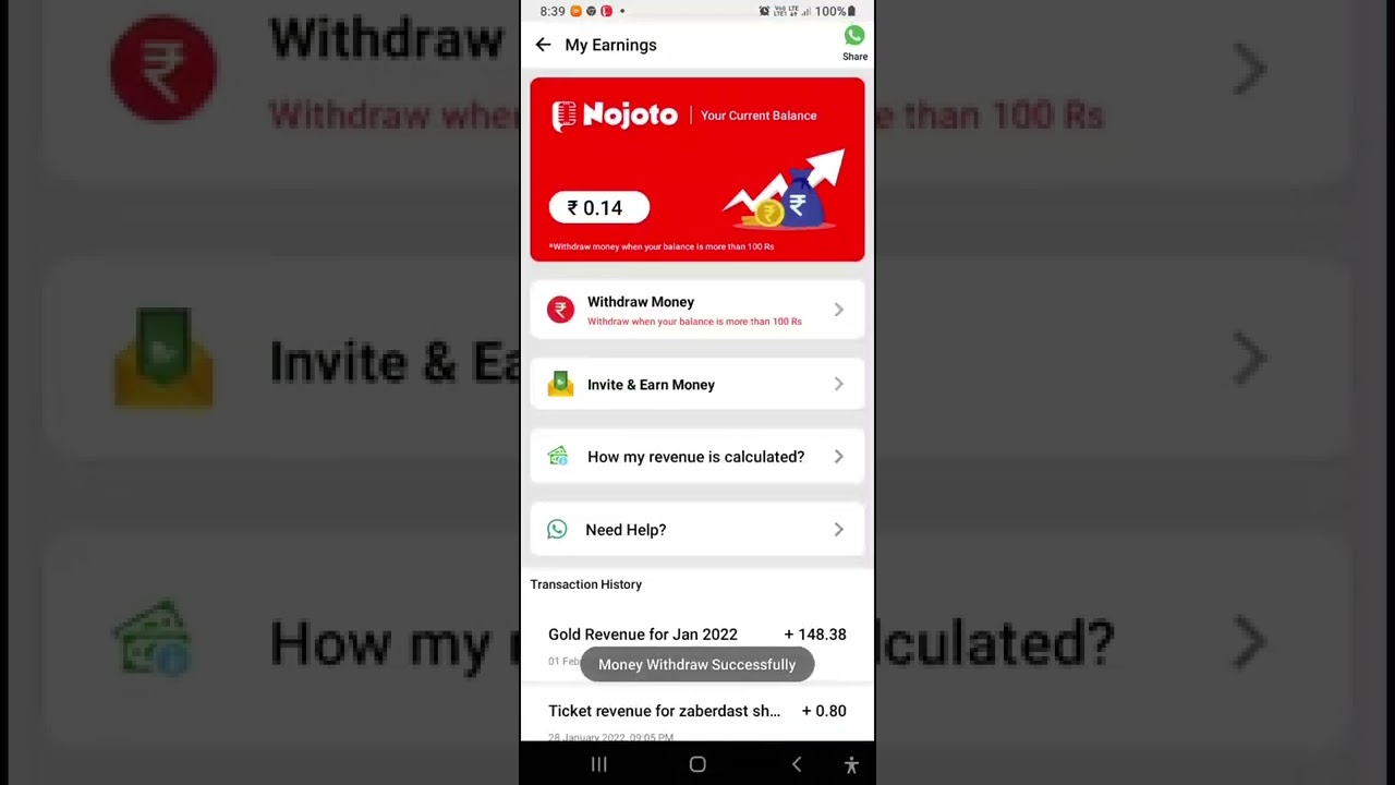 Nojoto app payment proof