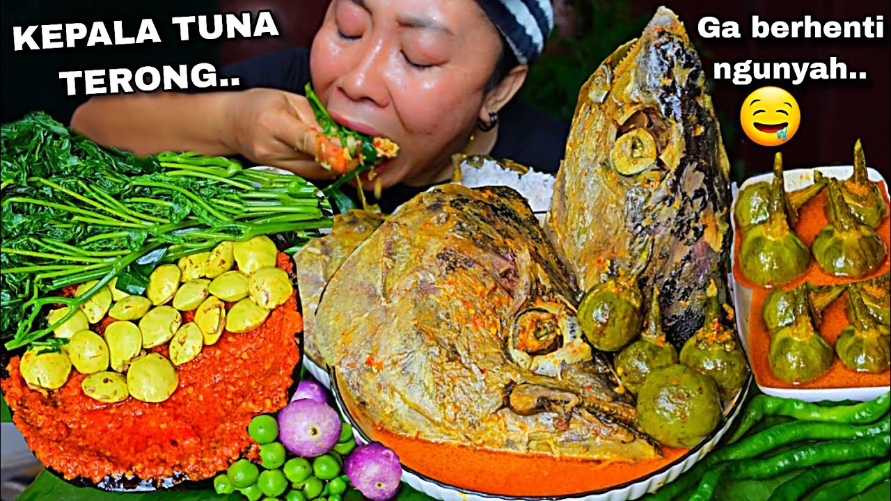 NGUNYAH TERUS 🤤‼️GULAI KEPALA TUNA TERONG,SAMBAL LALAPAN JENGKOL MUDA