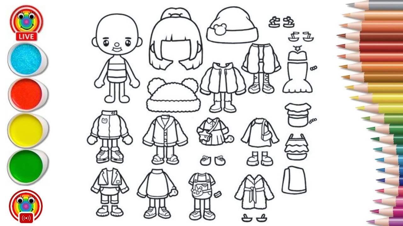 Tô màu búp bê giấy Chibi Cute dễ thương - Chibi Cute Paper Doll