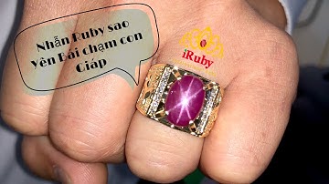 Nhẫn Nam ruby sao Hoạ Tiết con giáp 3D Nổi - Đá ruby sao nét yên Bái của a khách BĐS - IRUBY