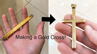 Making a SOLID and HEAVY Gold Cross Pendant! Jewelry Making | How it's Made | 4K Video