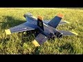 Starmax 64mm edf f18 super hornet rc jet takeoff from grass flying field in wind