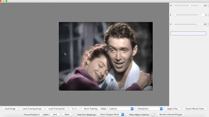 Coloring James Stewart and Katherine Hepburn in "T...