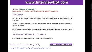 java interview is null a java keyword job java interview