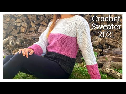 EASY Crochet Sweater + Crochet Cuff & Crochet Sleeves