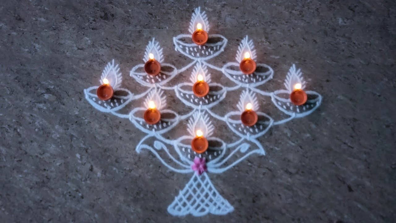 Karthigai Deepam Special Vilakku Kolam 🪔🪔🪔 6x1 dots Vilakku Kolam 🪔🪔🪔