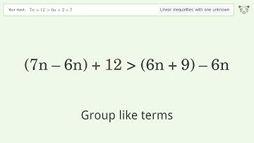 Solving Linear Inequalities: 7n+12 is Greater Than 6n+2+7