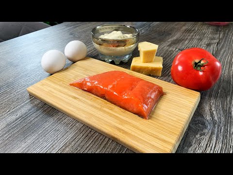 Рецепт вкусного салата с красной рыбой и помидорами. #22