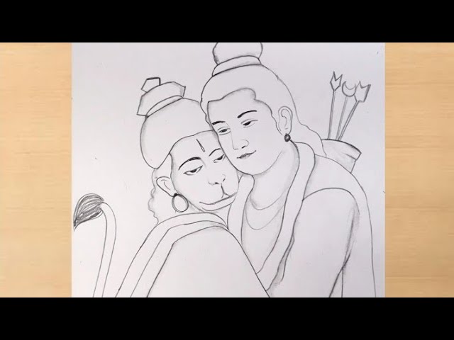 Rama And Hanuman Drawing Easy