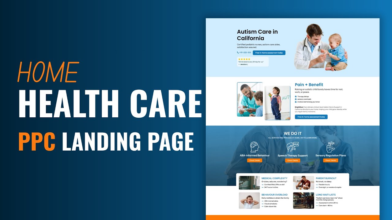 Home Health Care Landing Page Tutorial for PPC Campaign Elementor WordPress Design Step by Step