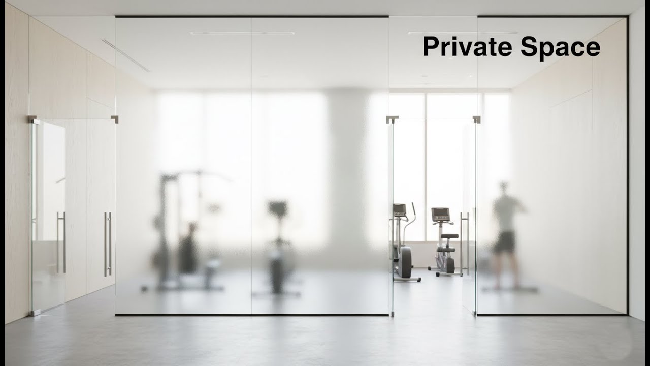 Frosted Decorative Privacy Film Installation for Gym | American Window Film