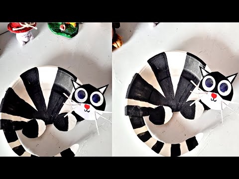 Best out of waste paper plate craft || Easy paper cat craft || disposable plate crafts