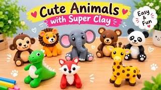 8 Cute Animals With Super Clay | Easy Super Clay Art Tutorial For Beginners | DIY Mini Clay Animals screenshot 3