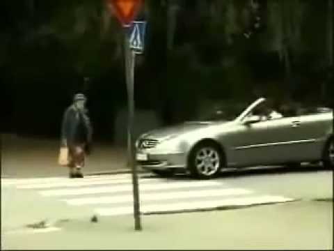 Old lady hits mercedes