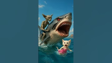 😼Skinny Cat vs Mecha Shark🦈 Epic Battle Under the Sea🔥#cats #meow #shorts #story #ai #kitten #kitty