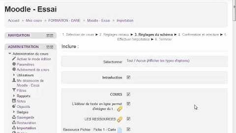 moodle Importer des contenus dans un cours