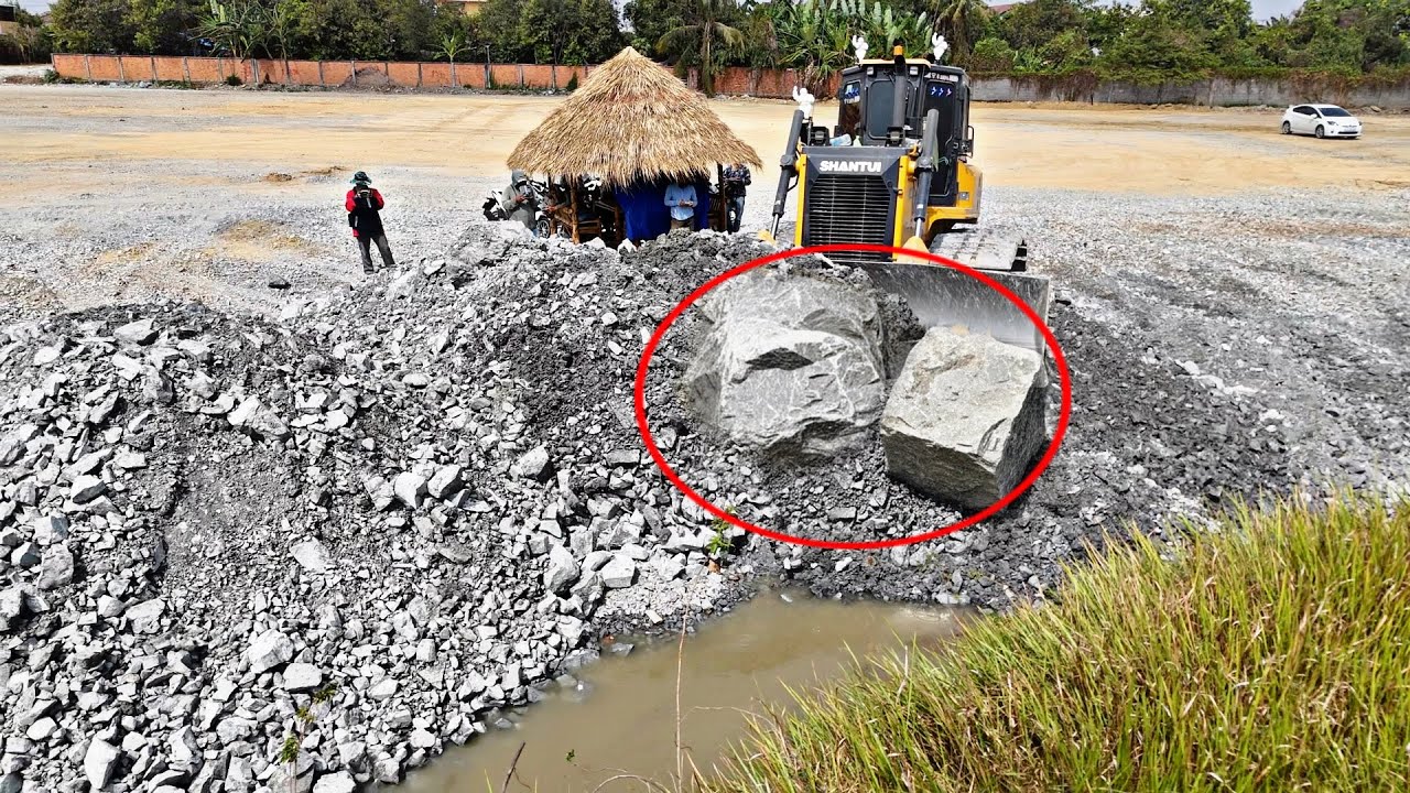 Spectacular Land Transforming Operator Massive Bulldozer & Dumper Unite in Epic Stone Reclamation
