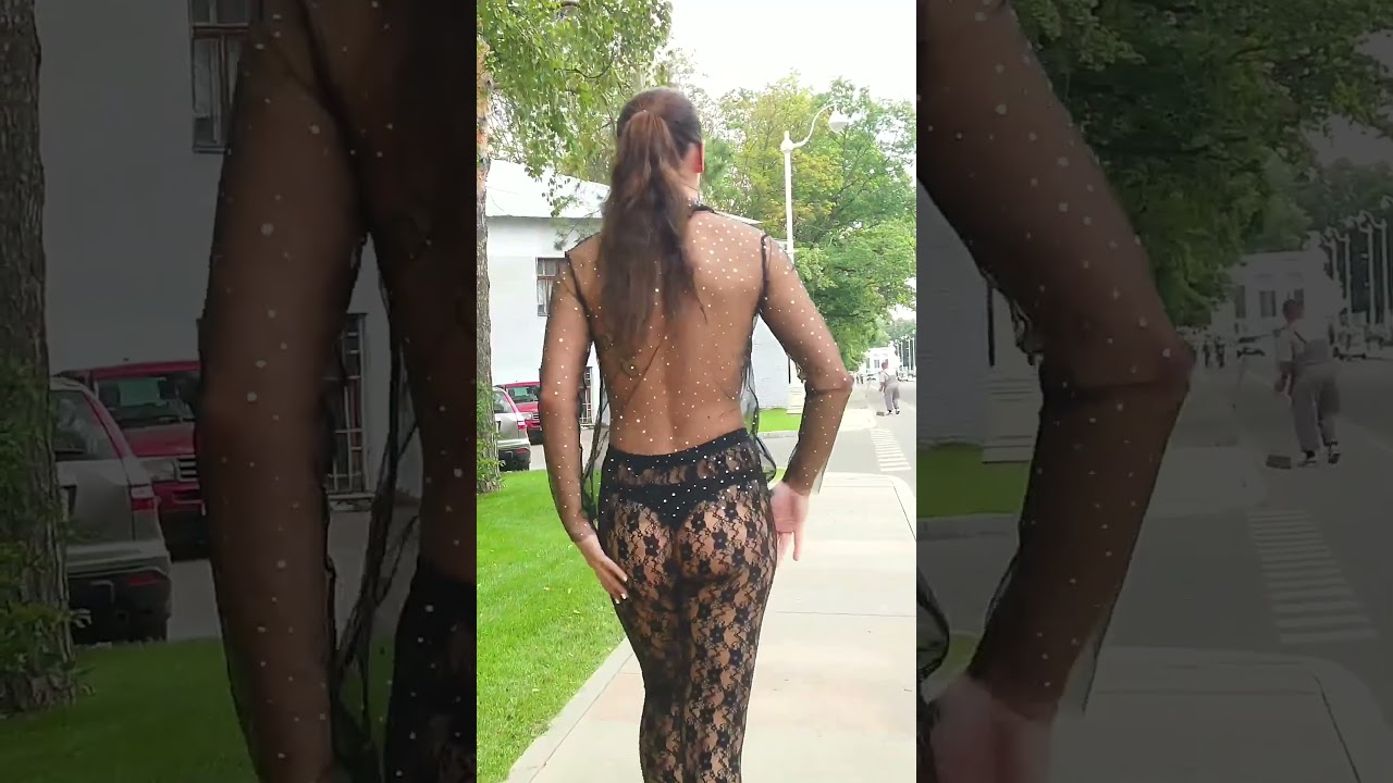 ⁣Flashing at public Sweet Alise lingerie try on review pantyhose fishnet tights mini skirt