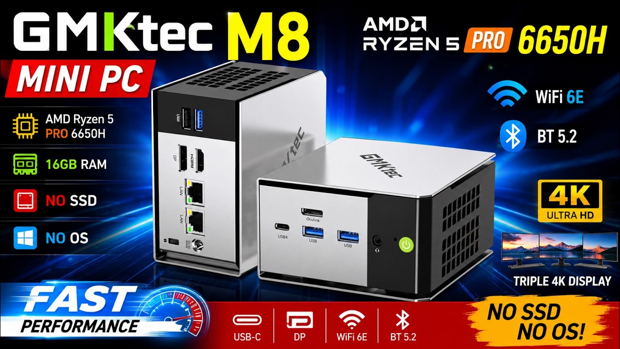 GMKtec M8 Mini PC Review | Ryzen 5 PRO 6650H | Triple 4K | Best