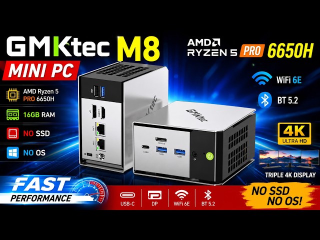 GMKtec M8 Mini PC Review | Ryzen 5 PRO 6650H | Triple 4K | Best