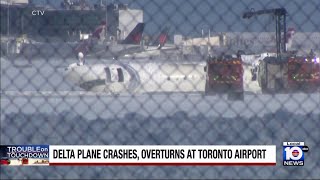 Delta plane crashes, overturns at Toronto airport