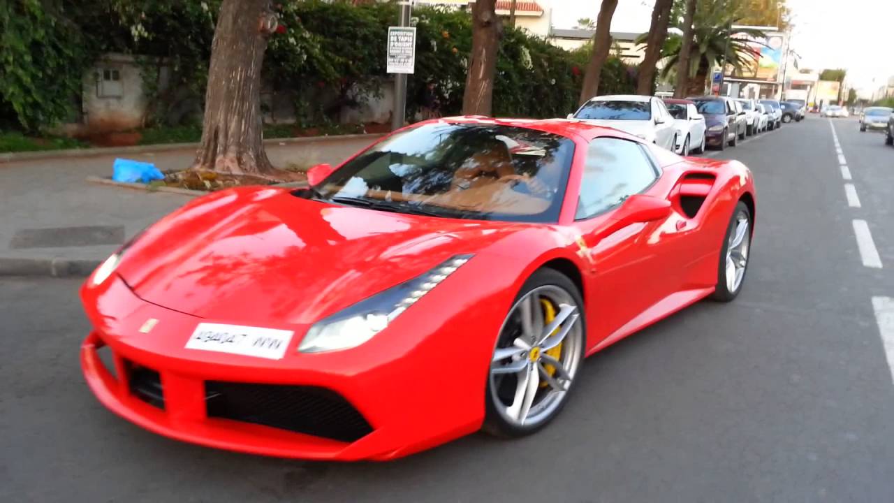 Ferrari 488 GTB startup & acceleration in Morocco ! - YouTube