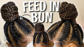 LARGE FEED IN BUN in 2020 | PRE PARTING METHOD💡Braiding my moms stay home braids