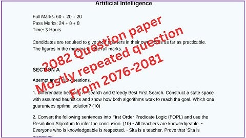 TU BSc CSIT AI Question Paper 2082 | Most Expected Artificial Intelligence Questions (CSC266)