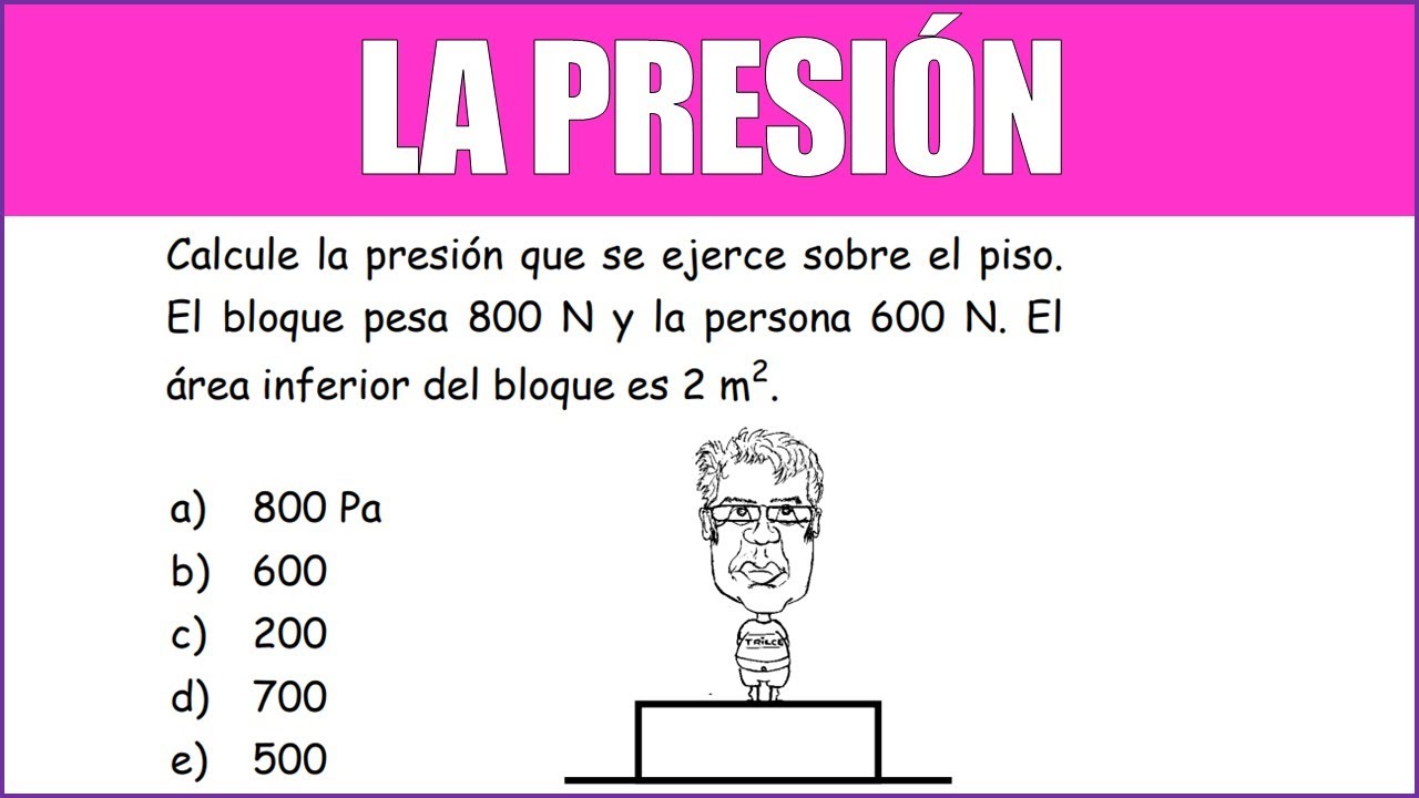 Calcule la presión que se ejerce sobre el piso. El bloque pesa 800 N y