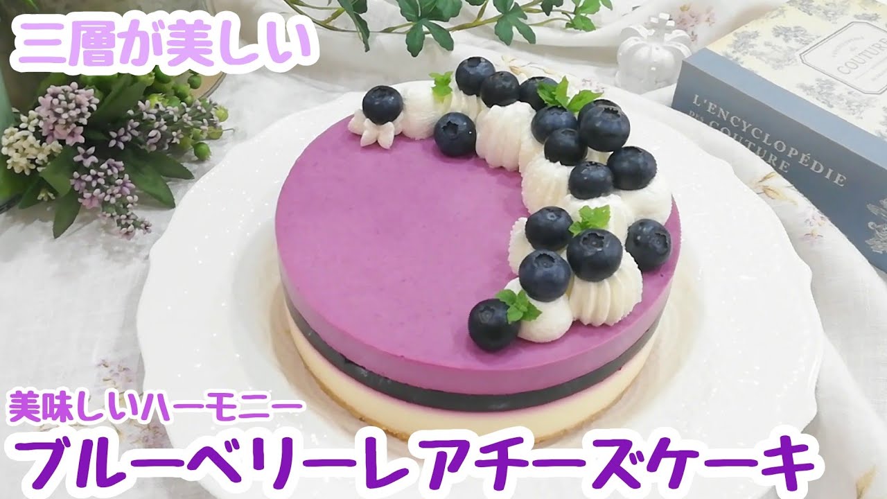 三層が美しい！ブルーベリーとクリームチーズの美味しいハーモニー♪ブルーベリーレアチーズケーキ