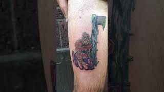 The sassy Sasquatch in high heels, waiting at the bus stop Tattoo is complete! #Sasquatch #tattoo