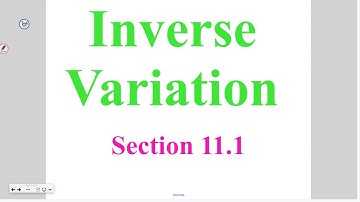 Algebra 11-1: Inverse Variation