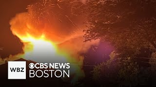 Massive explosions captured on video during Massachusetts house fire