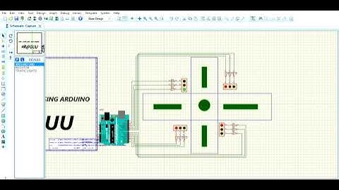 4 WAY TRAFFIC LIGHT USING ARDUINO   Proteus 8 Professional   Schematic Capture 2021 08 22 19 25 18