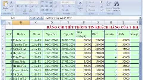 Học Excel 2007 Bài 7  Cách dùng hàm Match
